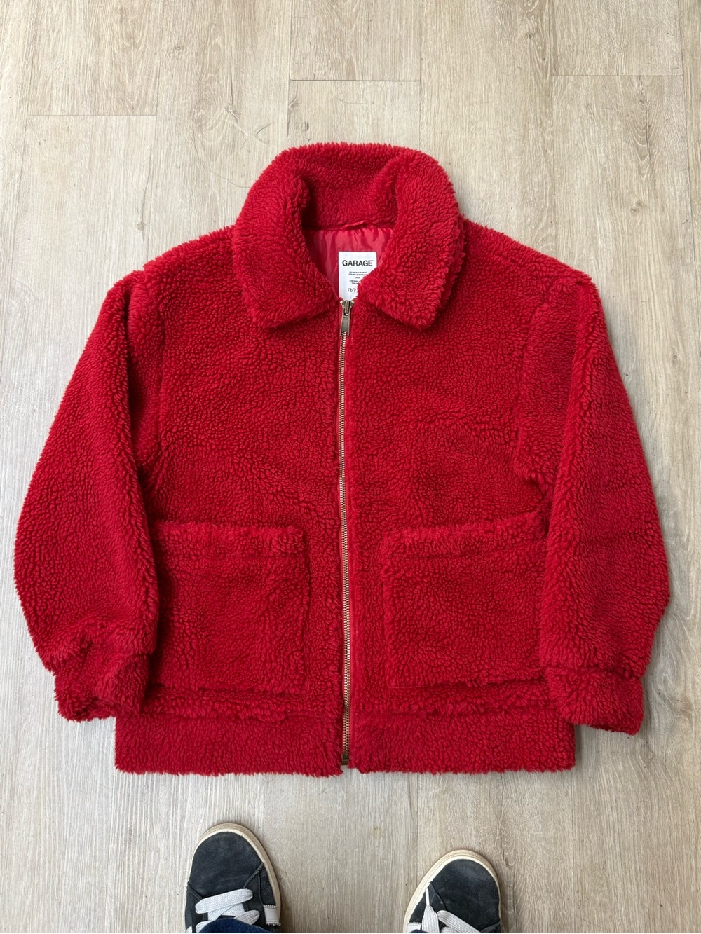 Garage Red Sherpa Teddy Jacket Sz Xs/S